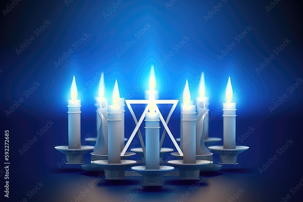 Fototapeta premium Vector hanukkah fête juive menorah david star mock up background
