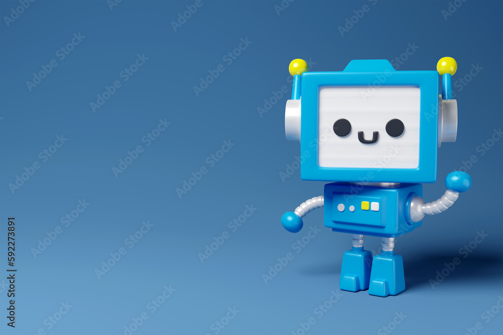 blue AI robot 3d render blue AI robot 3d render