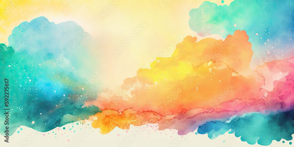 Abstract and colorful background with watercolor, generated with Midjourney AI