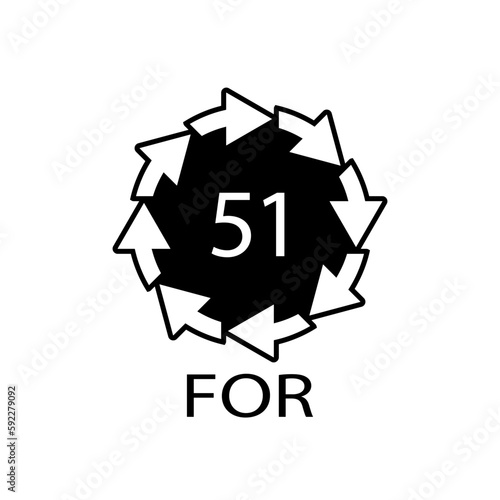 Bio material recycling code 51 FOR. Vector Illustration