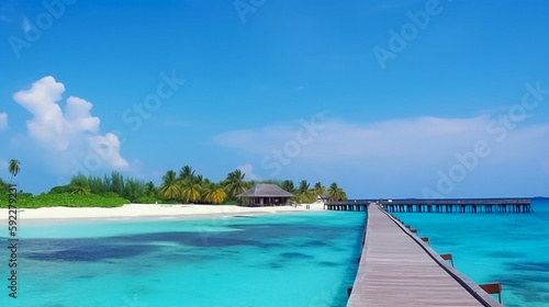 Tropical beach island. travel banner