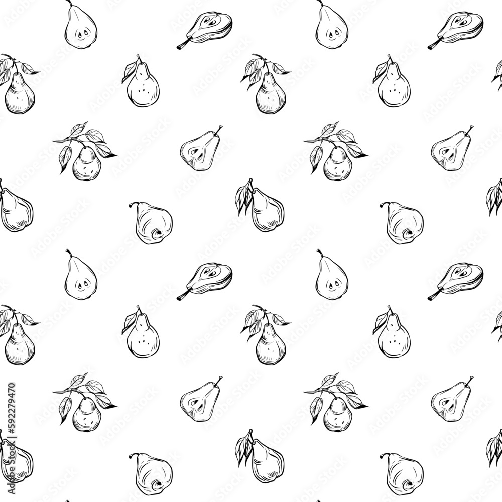 Pear seamless pattern, transparent background, great for fabric, polygraphy Pear seamless pattern, transparent background, great for fabric, polygraphy