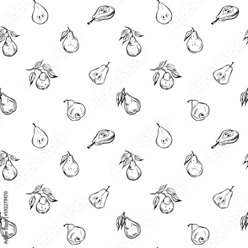 Pear seamless pattern, transparent background, great for fabric, polygraphy