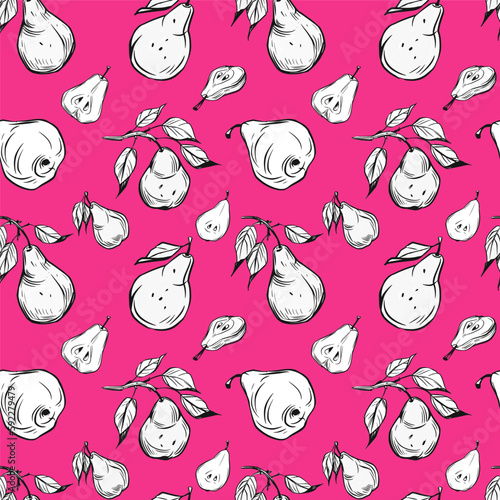 Pear seamless pattern, transparent background, great for fabric, polygraphy