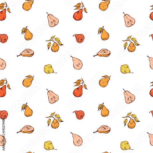 Pear seamless pattern, transparent background, great for fabric, polygraphy
