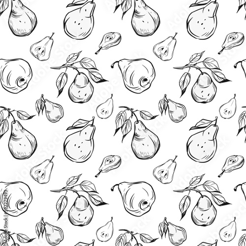 Pear seamless pattern, transparent background, great for fabric, polygraphy
