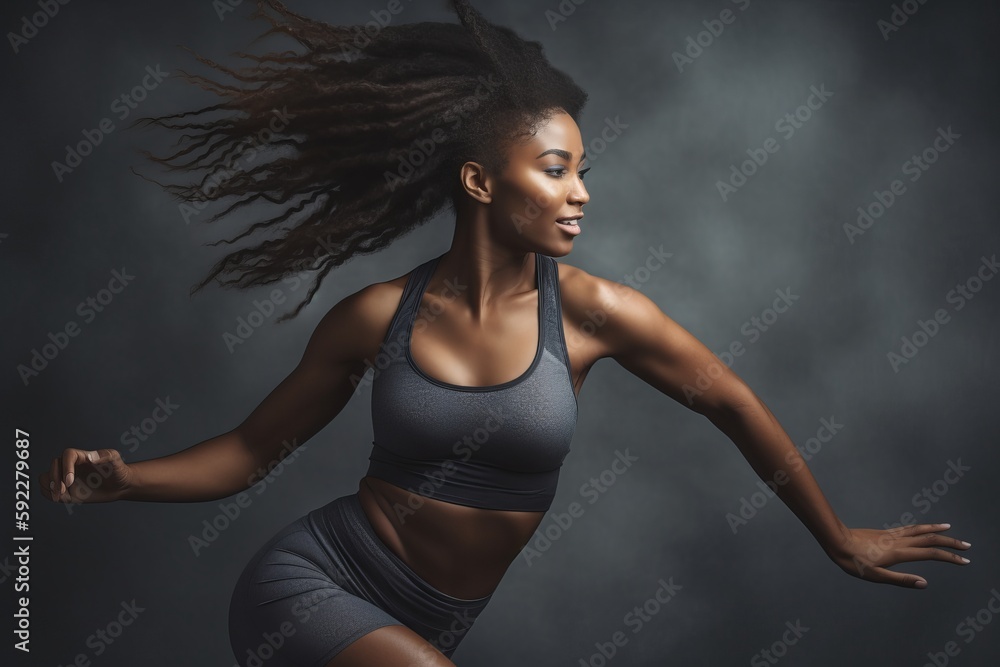 Obraz premium Joyful Fitness: Young Woman Celebrates Post-Workout Glow with a Laugh. Generative AI.