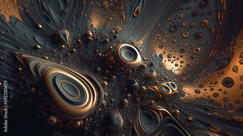 Metal abstract structure from waves, particles fluids and spheres photo