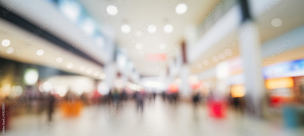 Shopping mall - Defocused abstract blurred business background - Generative AI