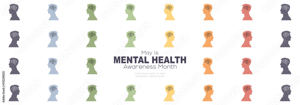 May is Mental Health Awareness Month banner.
May is Mental Health Awareness Month banner.