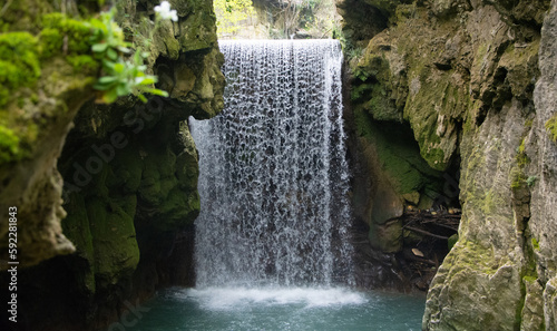 Italy  landscape waterfall in the forest appennini montain