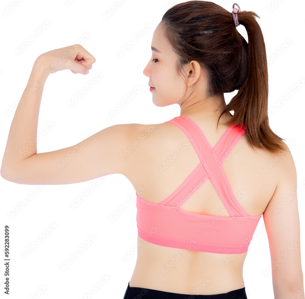 Beautiful portrait young asian woman wear sport clothes have strong and muscle with health, girl show biceps with exercise and workout for wellness, strength concept. Beautiful portrait young asian woman wear sport clothes have strong and muscle with health, girl show biceps with exercise and workout for wellness, strength concept.