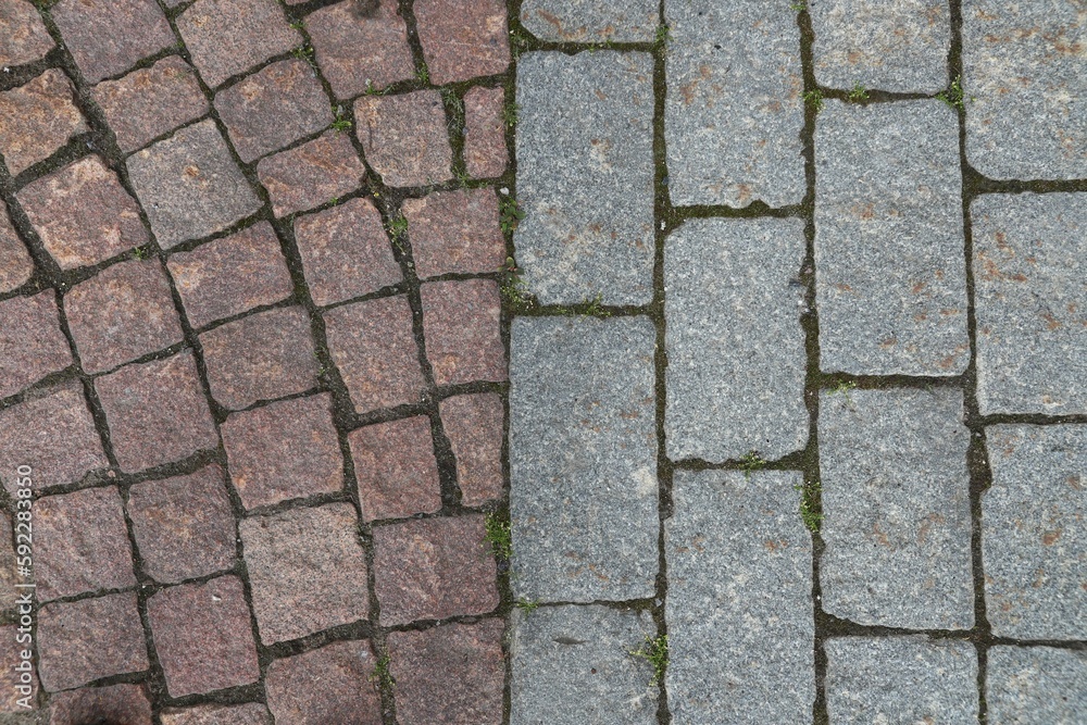 Sidewalk ground made of bricks