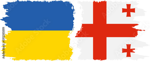 Georgia and Ukraine grunge flags connection vector