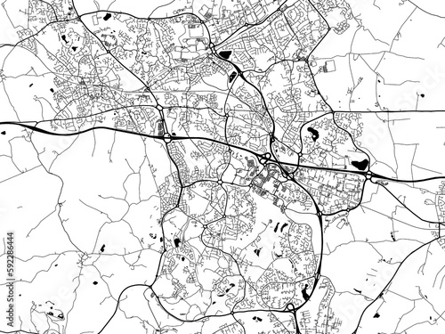 A vector road map of the city of  Telford in the United Kingdom on a white background.
