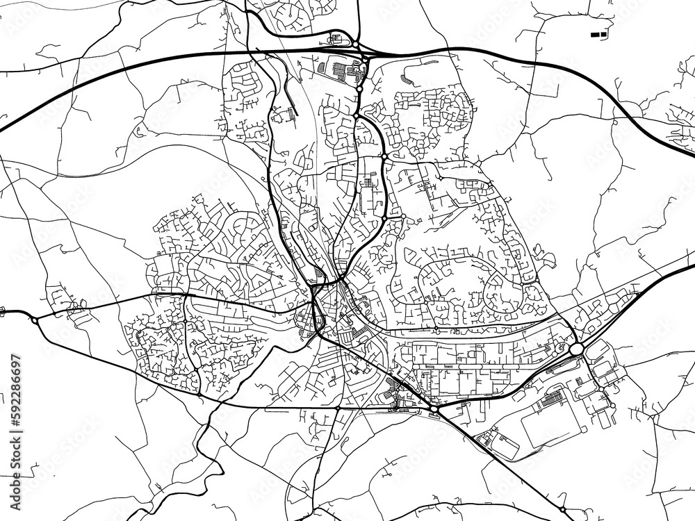 A vector road map of the city of Bridgend in the United Kingdom on a white background. Stock