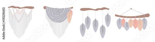 Set of dream catcher designs. Tribal indian symbol.