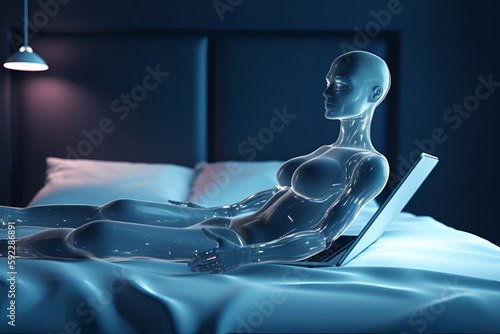 Modern Generative AI Bot in Bed To Create Content for Adult Content Websites
 photo