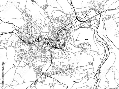 A vector road map of the city of  Bath in the United Kingdom on a white background.