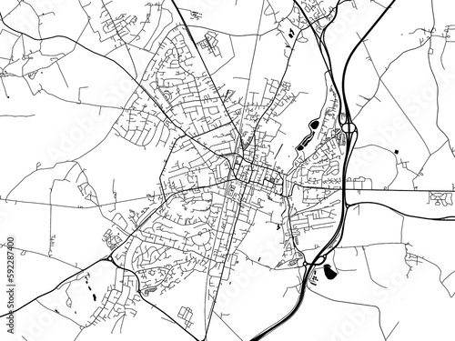 A vector road map of the city of  Winchester in the United Kingdom on a white background.