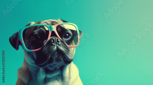 The Cool and Spring-Inspired Puppy: An Abstract Clip-Art Delight. AI Generated Art. Copyspace, Background, Wallpaper. Spring and Summer Vibes. Colourfull Animals.