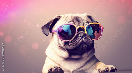 The Cool and Artistic Puppy: An Abstract Clip-Art Delight. AI Generated Art. Copyspace, Background, Wallpaper. Spring and Summer Vibes. Colourfull Animals.
