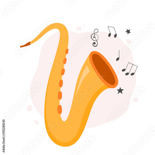 retro illustration style cartoon musical saxophone