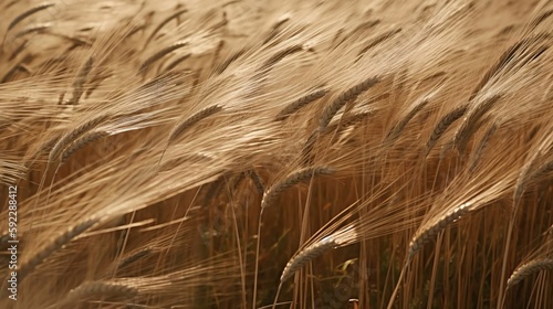 A field of wheat swaying in the wind.