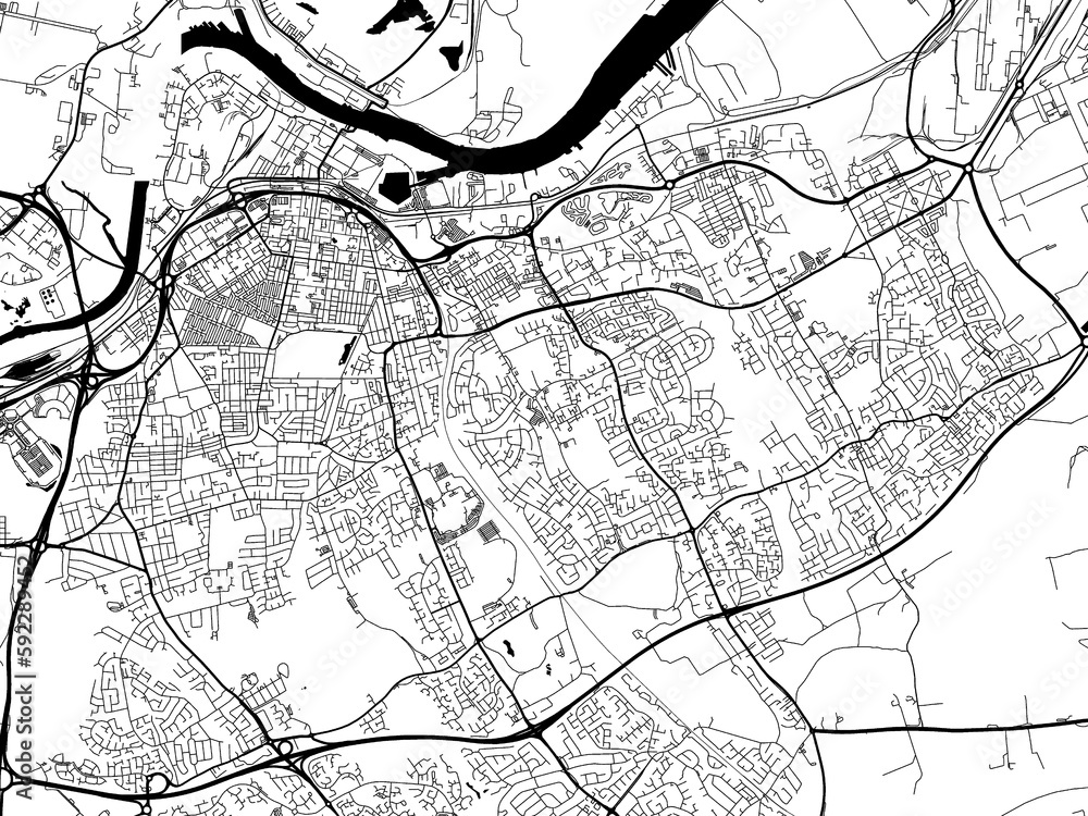 A vector road map of the city of  Middlesbrough in the United Kingdom on a white background.