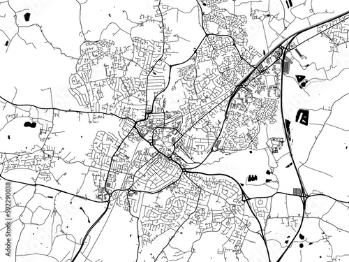 A vector road map of the city of  Chelmsford in the United Kingdom on a white background.