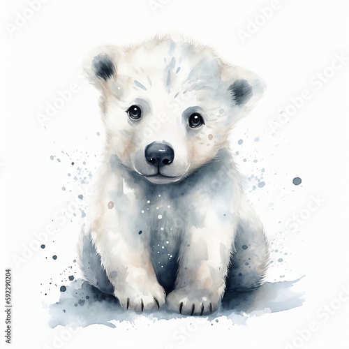 baby polar bear, watercolor style © Bulder Creative