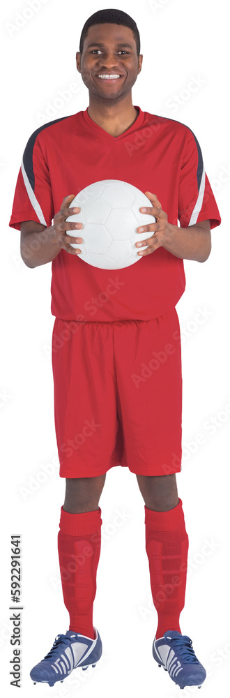 Handsome football player in red jersey Handsome football player in red jersey