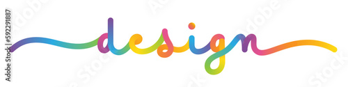 DESIGN vector monoline calligraphy banner with colorful gradient