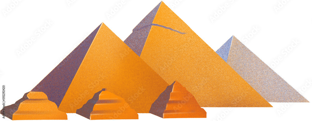 Pyramid complex of Giza in a digital airbrushing style. - obrazy, fototapety, plakaty 