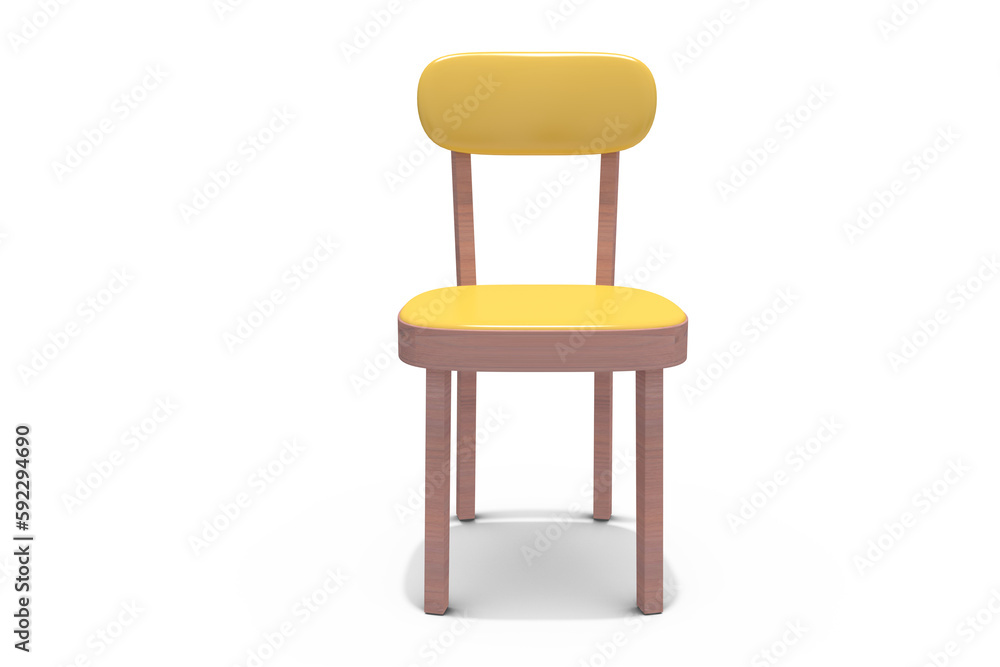 3d illustration of yellow wooden chair 3d illustration of yellow wooden chair