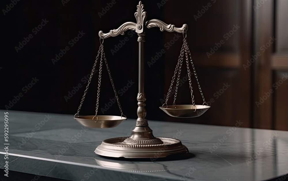 Scales of Justice in the dark Court Hall Generative AI Scales of Justice in the dark Court Hall Generative AI