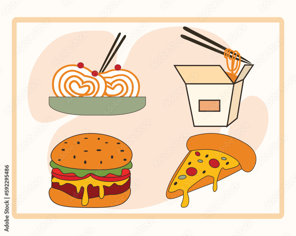 UX/UI Design Kits. Fast food icons