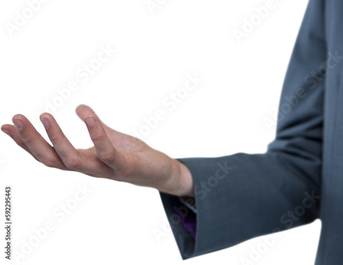 Mid section of a businessman offering a helping hand