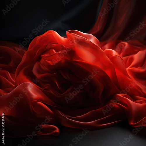 Abstract red fabric. Generative AI. 