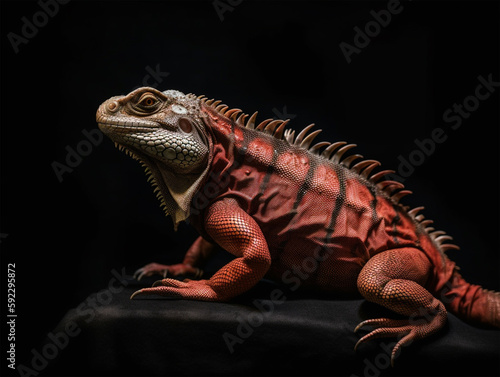 Detailed portrait of red iguana  generative ai