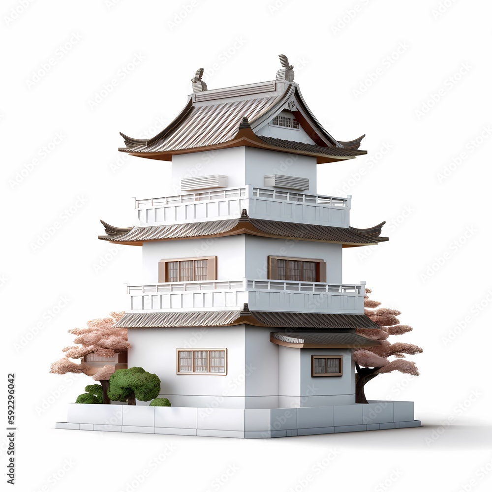 Beautiful House on white background 3d blender Generated by AI Beautiful House on white background 3d blender Generated by AI