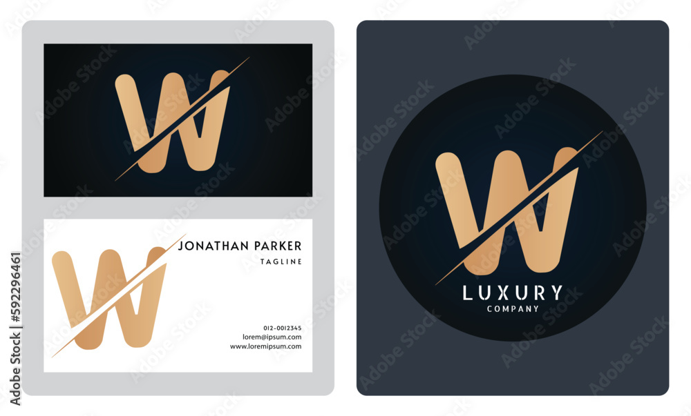Luxury business card template. Premium letter W logo with luxury ...