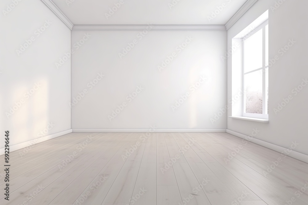 white empty room with a wooden floor, Generative AI white empty room with a wooden floor, Generative AI
