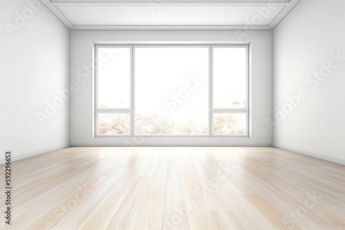 white empty room design copy space with the wooden floor, Generative AI