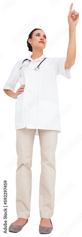 Pretty nurse pointing