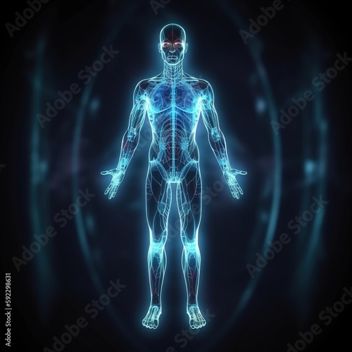 Human body hologram, generative AI  © WS Studio 1985