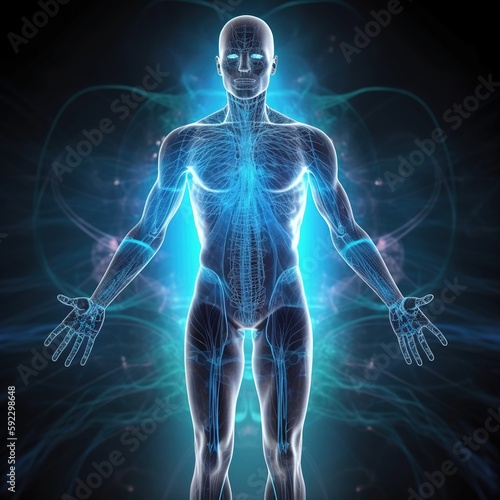 human body hologram, generative AI 