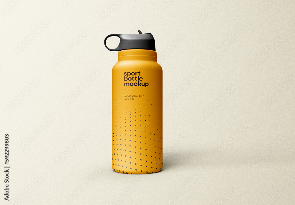 Single Sport Water Bottle Mockup – Minimalistic Front View for Gym ...