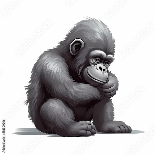 Baby Gorilla Cartoon Isolated On White Background