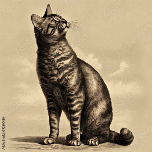 Vintage Illustration Of a Cat